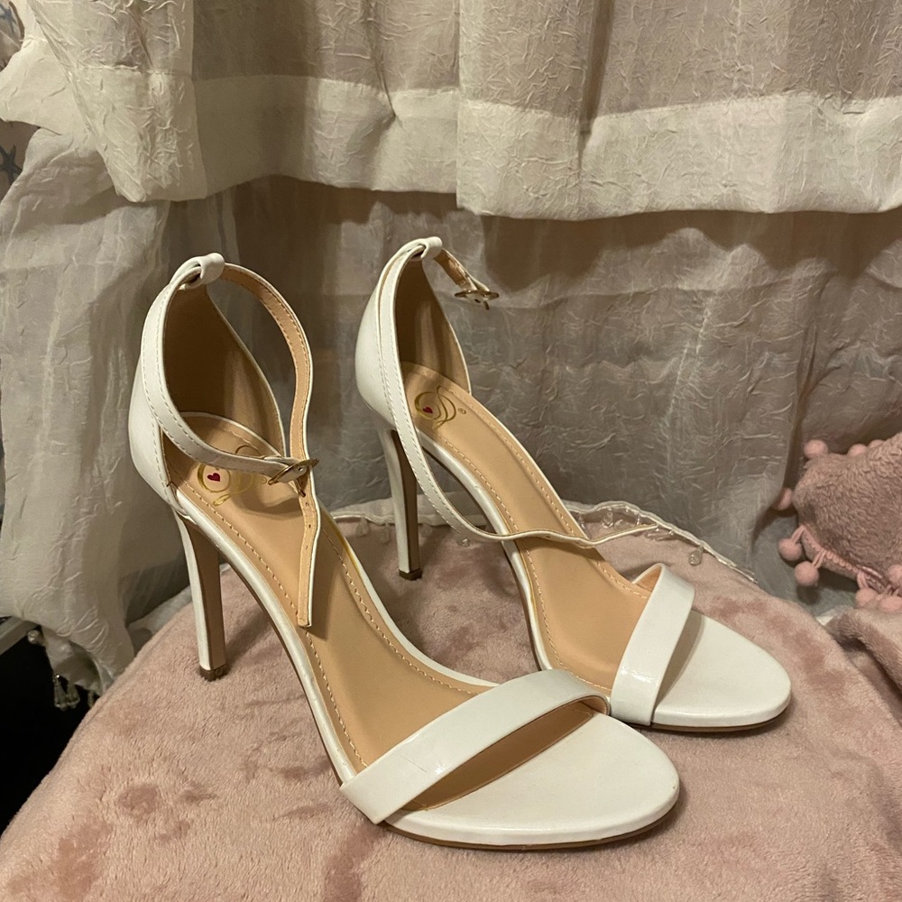 White Ankle Strap Heels
